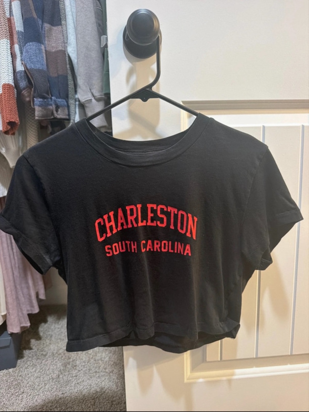 Aeropostale Black Crop Top with Red Charleston Print
